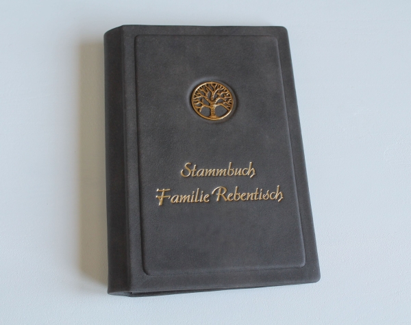 Stammbuch "Goldene Lebensbaum" aus blauem Büffelleder